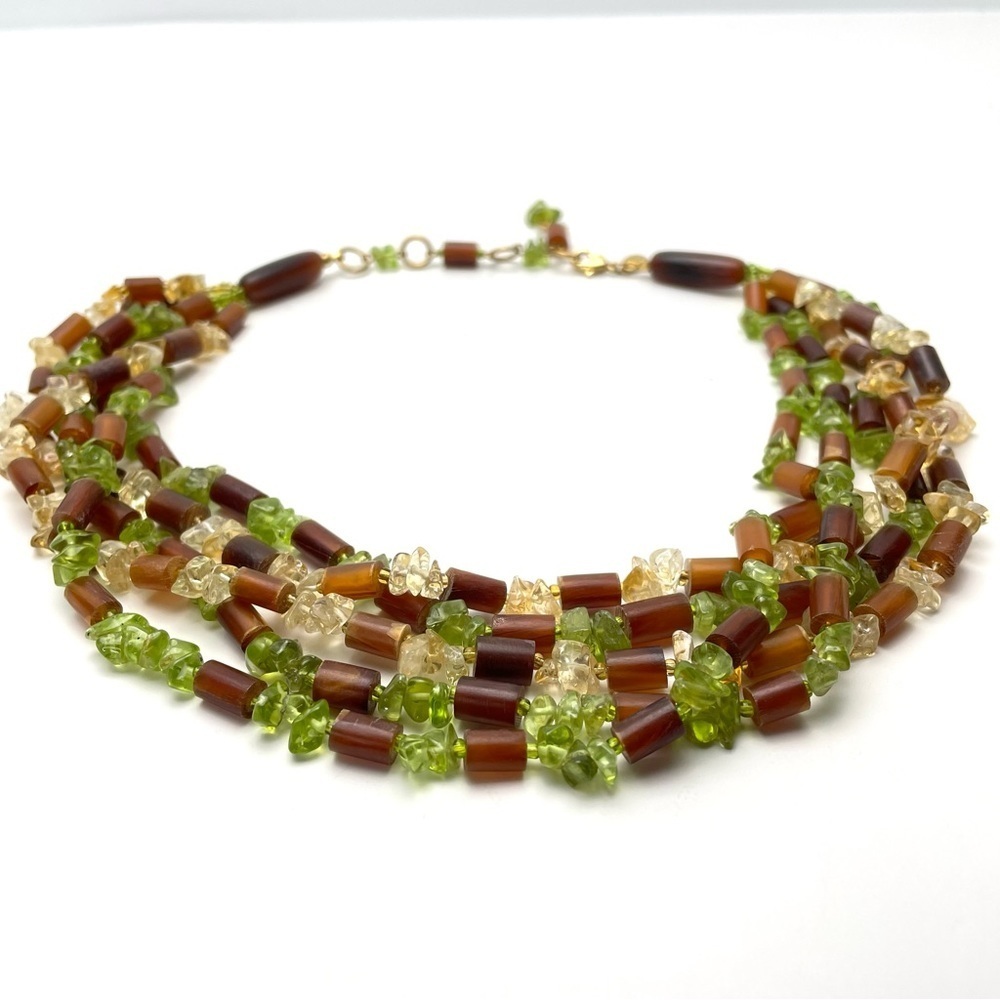 Joan Rivers Earth Tone Glass Multi Strand Necklace